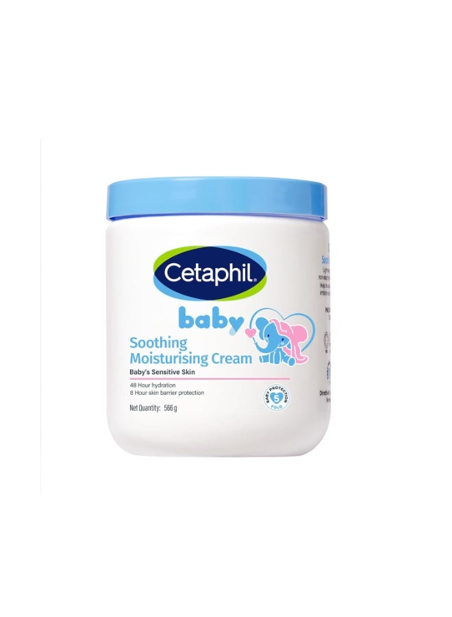 Cetaphil Baby Soothing Moisturising Cream 566 g for Newborns & Babies | 48H Hydration & 8H Skin Barrier Protection | With Glycerin, Sunflower Seed Oil & Sweet Almond Oil | Gentle Face & Body Moisturiser - Image 1
